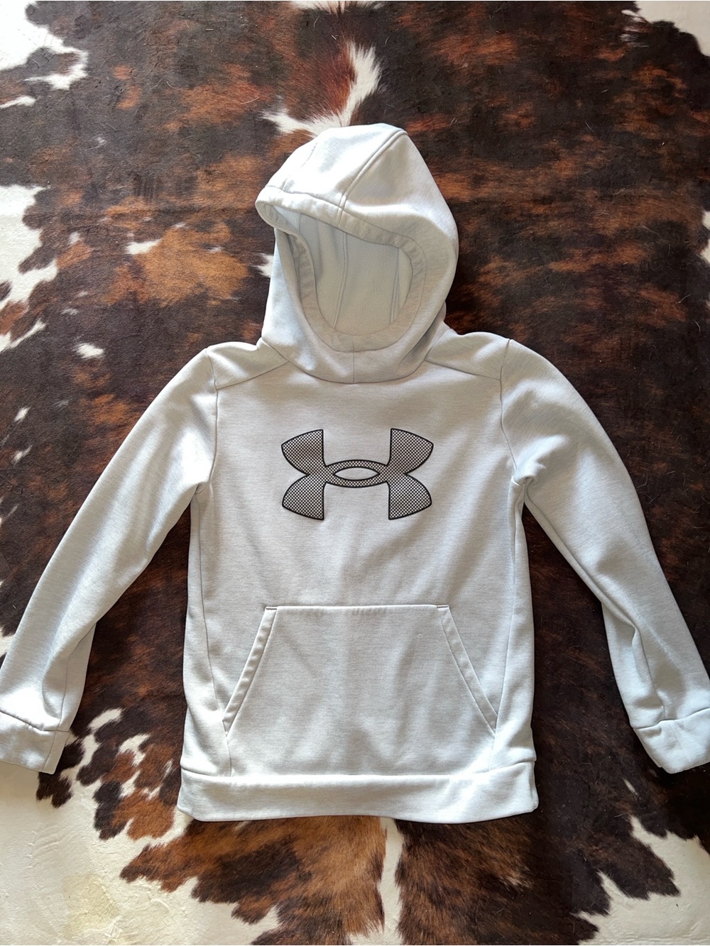 Under Armour Youth Light Gray Pullover Hoodie with Logo